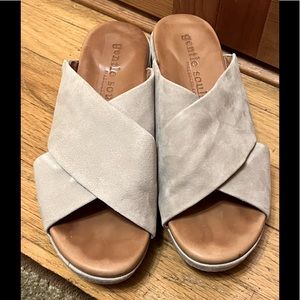 Kenneth Cole Tan Suede Wedge Sandals-Size 7